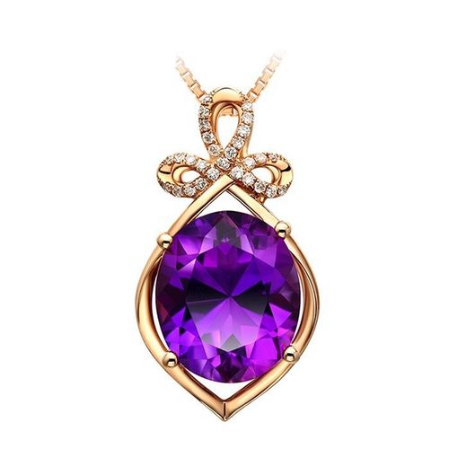 Collier En Pierre Colorée Plaqué Or 18 Carats Avec Pendentif En Améthyste Synthétique Carat Pour Femme Lvn4976