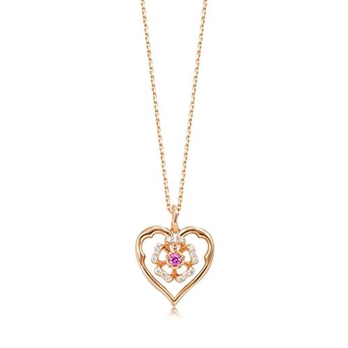 Collier En Argent Femme Japonais Pendentif En Argent Pendentif Coeur Pendentif Coeur Or Rose 18k Argent Lvn4981