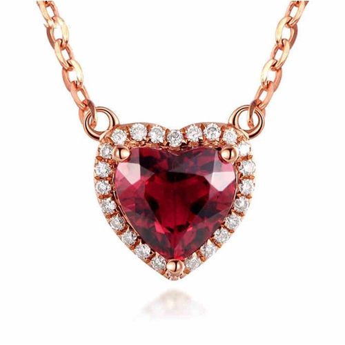 Collier Pendentif Coeur Inspiration Coeur Amour Rouge Corindon Rubis Pendentif Argent Lvn5024