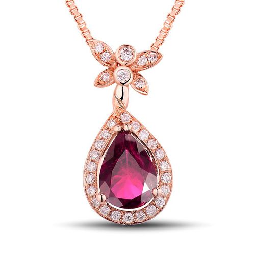 Collier En Argent Femme Pendentif En Argent Japonais Pendentif Goutte D'eau Pendentif En Pierre Gemme Violet Rouge 18k Or Rose Argent Lvn5012