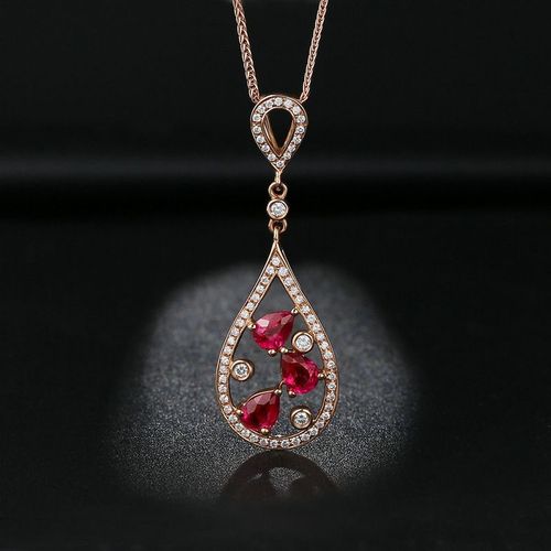 Collier En Argent Femme Pendentif En Argent Japonais Pendentif Goutte D'eau Pendentif En Pierres Précieuses Tricolores Or Rose 18k Argent Lvn5044