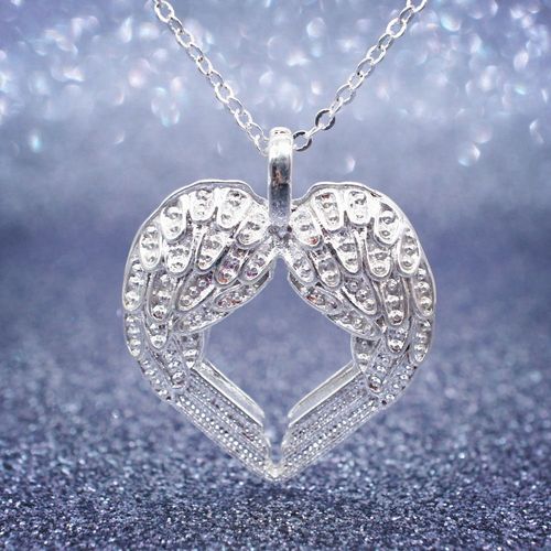 Pendentif Coeur Plaqué Argent Délicat Ailes D'ange Collier Amour Lvn5057
