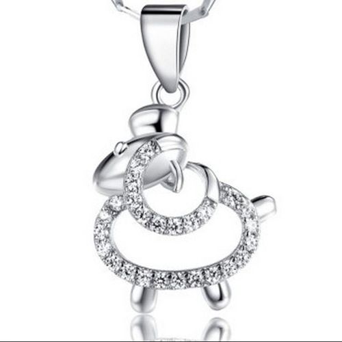 Pendentif Zodiaque Année Du Mouton Femme Cuivre Plaqué Argent Petit Mouton Micro Incrustation Zodiaque Pendentif Lvn5096