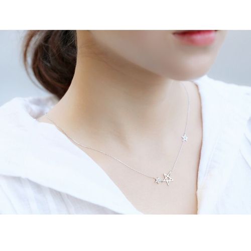 Collier Diamant Étoile À Cinq Branches Plaqué Argent Chaîne Clavicule Première Étoile Pays Féminin Doux Court Lvn5087