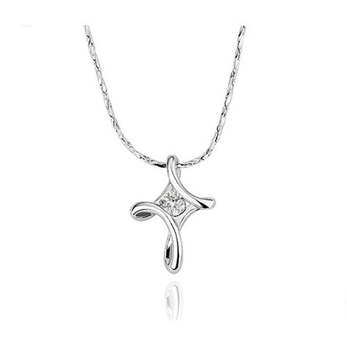 Collier Plaqué Argent Pendentif Croix Collier Clavicule Lvn5069