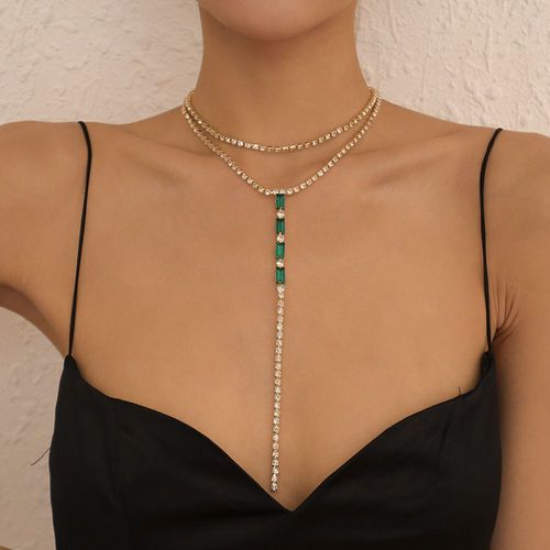N9872y Type Collier Plein Diamant Collier Super Flash Double Collier Femmes Lvn5137