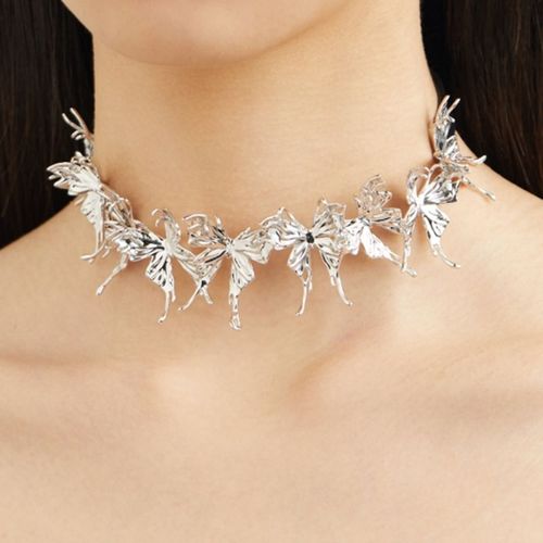 N10617 Harajuku Rétro Collier Tour De Cou Doux Flocage Tissu Papillon Collier Couture Collier Lvn5219