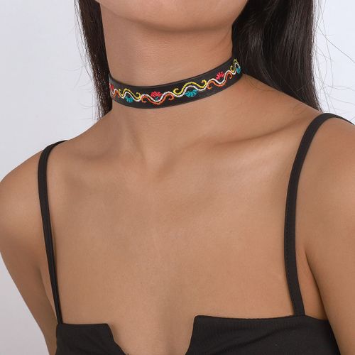 10780 Collier De Broderie De Pays Collier De Marguerite Papillon Vintage Collier Tour De Cou En Cuir Créatif Lvn5312