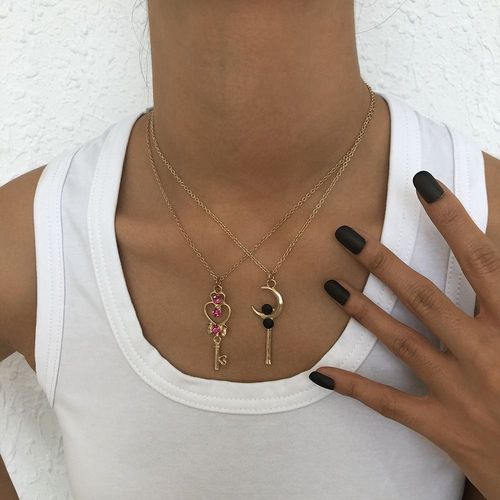 N9359 Belle Fille Collier Femme Baguette Magique Lune Verre Diamant Collier Géométrique Collier Lvn5306