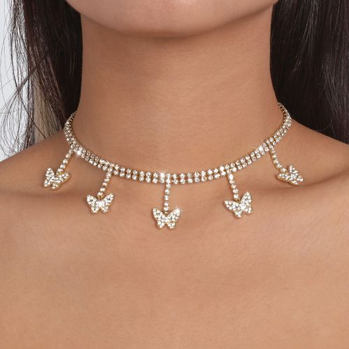 N10661 Petit Collier De Chaîne De Griffe De Papillon Frais Collier De Gland De Strass Collier De Coeur De Fille Douce Lvn5354