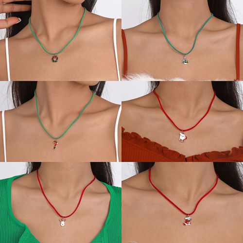 N7841 Collier Femmes Alliage Diamant Santa Wapiti Arbre De Noël Pendentif Collier Femmes Lvn5465