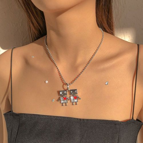 N9550 Cartoon Robot Pendentif Collier Collier Fun Love Love Diamant Collier Femmes Lvn5665