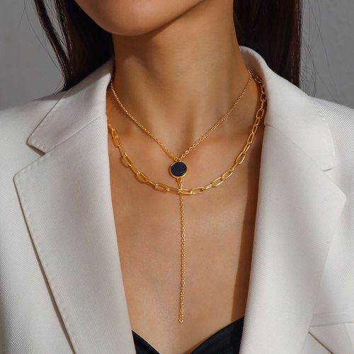 N9777 Collier Empilable Géométrique Avec Pendentif En Résine Métallique Pour Femme Lvn5650