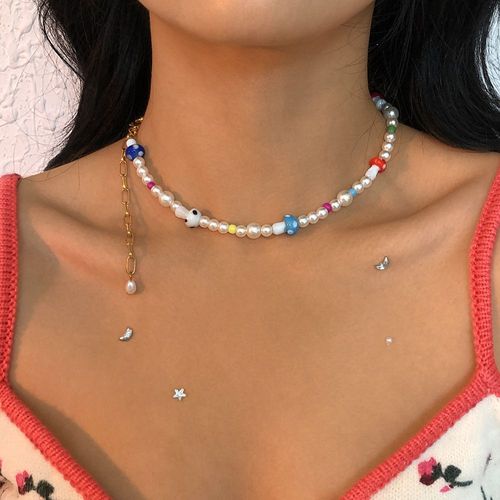 N9608 Collier Boho Perle Collier Collier Géométrique Résine Dames Lvn5718