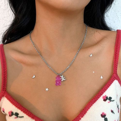 N9666 Rétro Twist Chain Collier Résine Alliage Mignon Doux Ours Collier Lvn5717