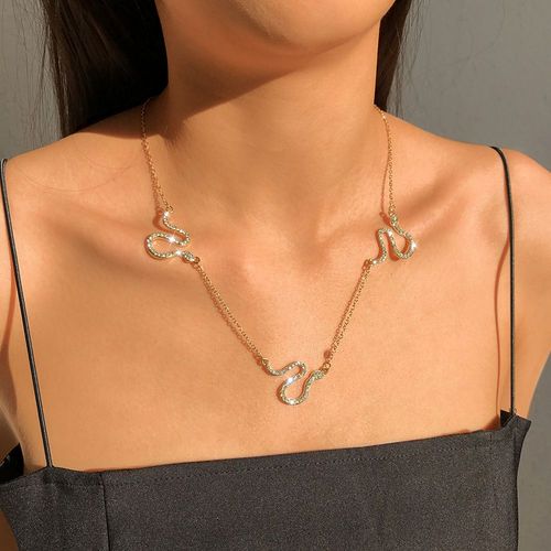 N8840 Collier De Clavicule Géométrique Exagéré Plein Diamant Serpent Élément Collier Collier En Métal Lvn5700
