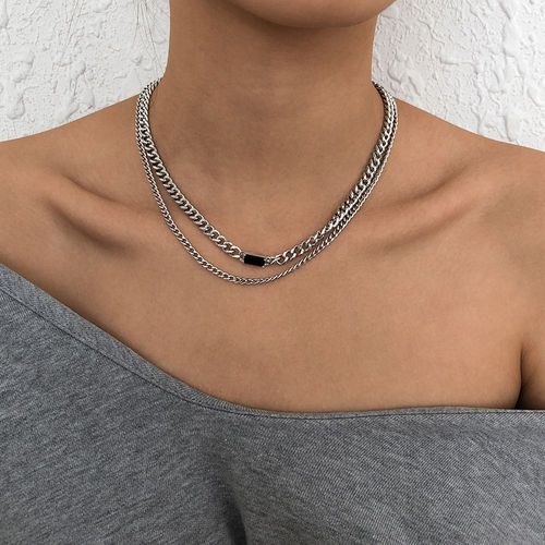 N9308 Métal Texture Stacking Collier Hip Hop Géométrique Résine Double Couche Collier Femmes Lvn5725