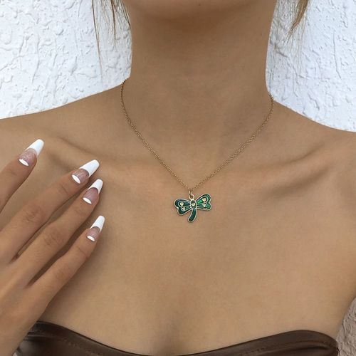 N9419 Collier Femme Créatif Dégoulinant D'huile Vert Libellule Collier Rétro Doux Collier Lvn5807