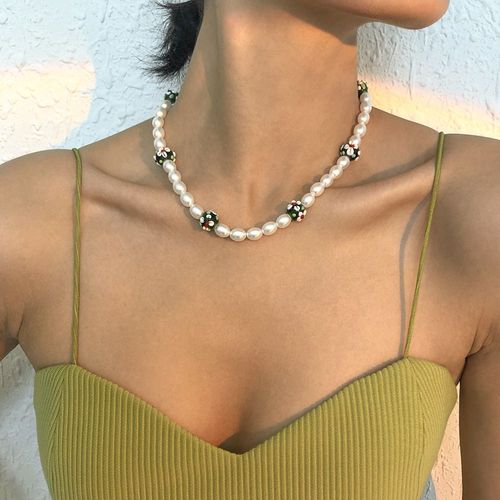 N8794 Imitation Perle Vintage Collier Alliage Fille Coeur Clavicule Chaîne Lvn5930
