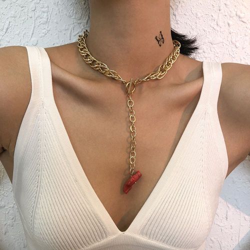 N8642 Résine Clavicule Chaîne Hip Hop Géométrique Épaisse Chaîne Collier Femmes Lvn5973