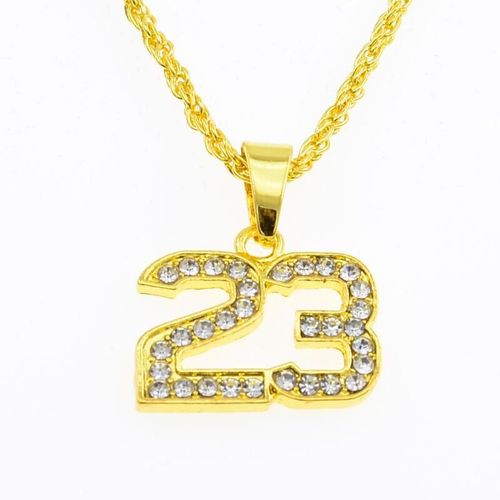 Collier Hip Hop Creative Alliage Petit Numéro 23 Diamant Pendentif K1181 Lvn6120