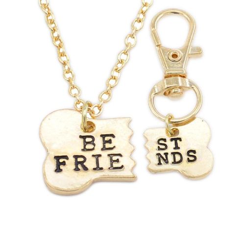 Collier De Propriétaire D'os De Chien De Compagnie De Couture À Deux Pétales Bon Ami Pendentif Bestfriends K1101 Lvn6098