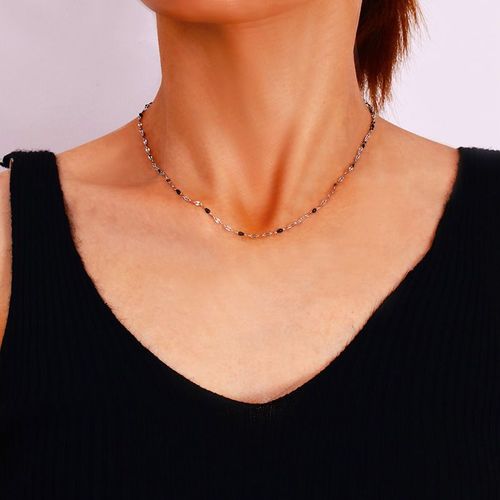 Hjj Titane Acier Collier Clavicule Chaîne Noir Perle Lèvres Collier En Acier Inoxydable Lvn6129