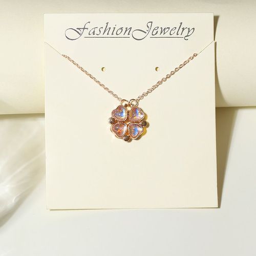 Pendentif Trèfle D'amour One More Portant Un Collier De Trèfle En Zircon Opale Pour Femme Lvn6131