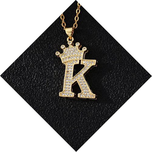 Hip Hop Couronne Diamant 26 Alphabet Anglais Pendentif Lettre Collier Lvn6156