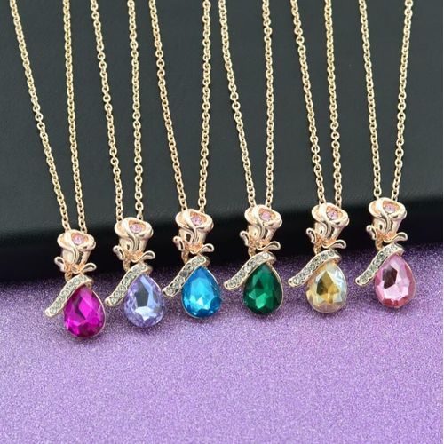Pendentif En Diamant Rose Angel Tears Collier En Cristal Clavicule Chaîne K982 Lvn6183