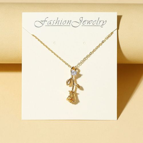 Pendentif Rose Qixi Festival Clavicule Chaîne Amour Zircon Rose Collier Femmes Lvn6232