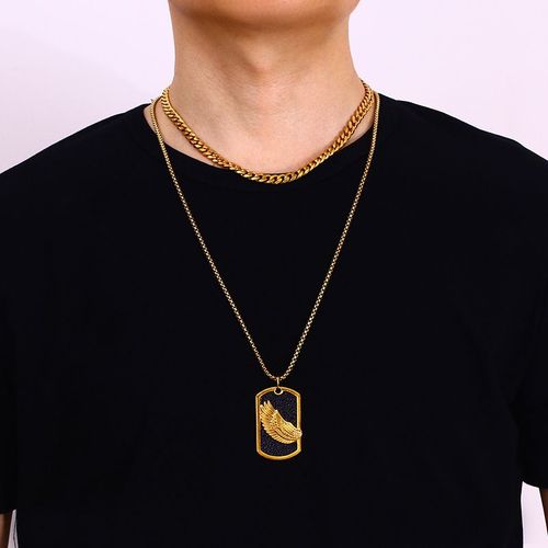 Hip Hop Titanium Steel Shield Collier Hommes Et Femmes Pendentif Aigle Volant Rétro Lvn6334