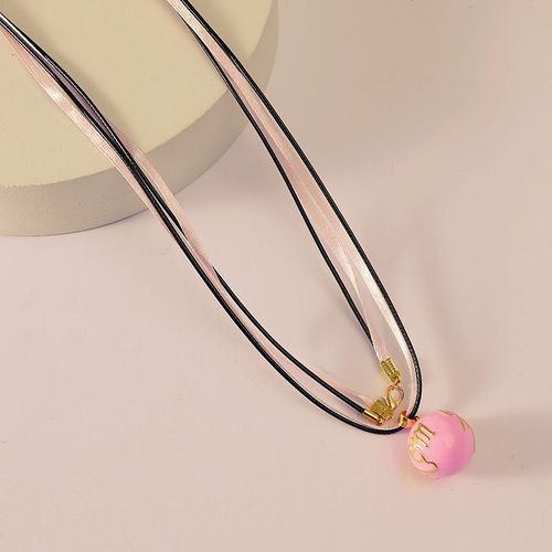 Corde En Cuir Soie Double Couche Collier Alliage Dégoulinant D'huile Femmes Enceintes Éducation Prénatale Piano Boule Sonore Pendentif Lvn6379