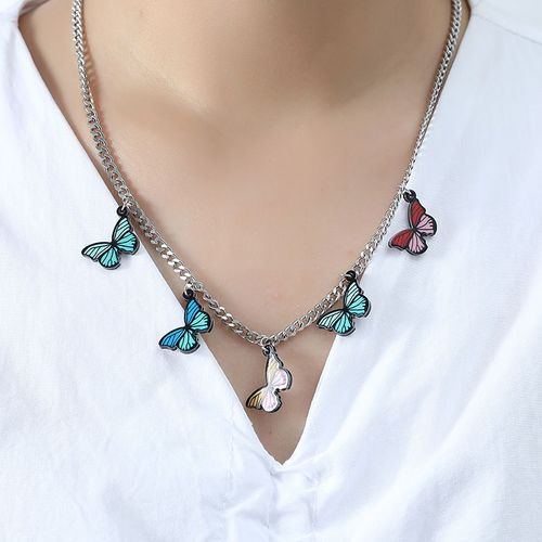 Collier Papillon Tour De Cou Rétro Ins Titane Fille 90 Chaine Clavicule Lvn6388