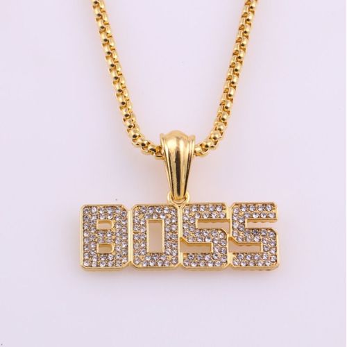 Hip Hop Alphabet Diamant Boss Pendentif Longue Chaîne De Chandail Lvn6431
