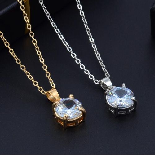 Collier Femme Clavicule Laixin Pendentif Zircon À Quatre Griffes Plaqué Argent K1119 Lvn6527