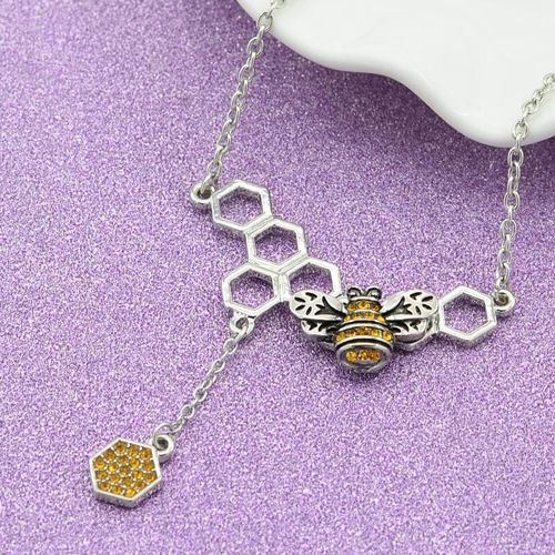 Creative Nid D'abeille Ruche Abeille Diamant Champagne Collier Pendentif K980 Lvn6578