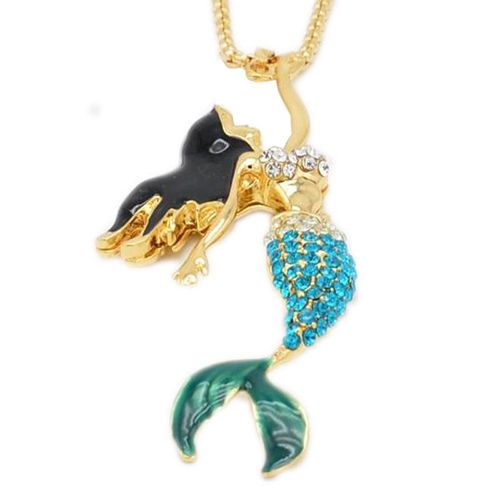 Pendentif Collier Sirène Diamant Huile Dégoulinant K943 Lvn6602