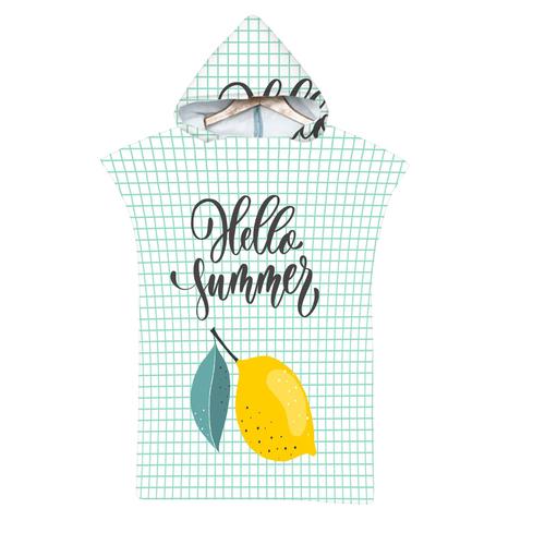 Poncho De Surf Et Bain Serviette De Plage Peignoir Pour Hommes Et Femmes Avec Capuche-Motif De Citron,70x90cm Enfants Lvf335