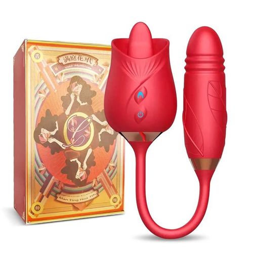 Rose Thrusting Sucer Vibromasseur Sex Toy Pour Femme Anal Double Tête Vibromasseur Oral Léchage Taquineries Femelle Télescopique Masturbation - Rouge 2,Sex Toy?S Femme Clitoridien