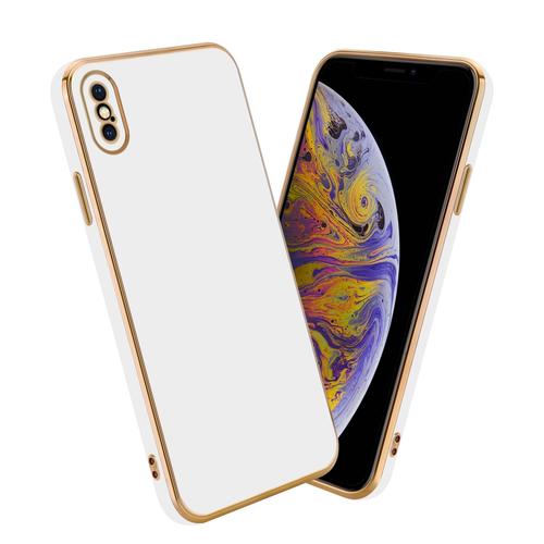 Cadorabo Housse Compatible Avec Apple Iphone Xs Max En Glossy Blanc - Or - Étui De Protection En Silicone Tpu Flexible Et Avec Protection Pour Appareil Photo