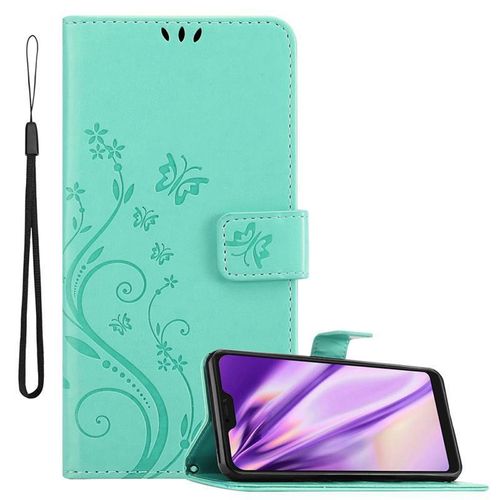 Cadorabo Housse Compatible Avec Xiaomi Redmi Note 6 Pro En Turquoise Floral - Étui De Protection Au Design Floral Avec Fermeture Magnétique, Fonction De Support Et Emplacements Pour Cartes