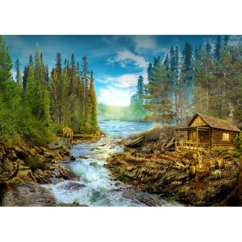 A Log Cabin By The Rapids - Puzzle 1000 Pièces