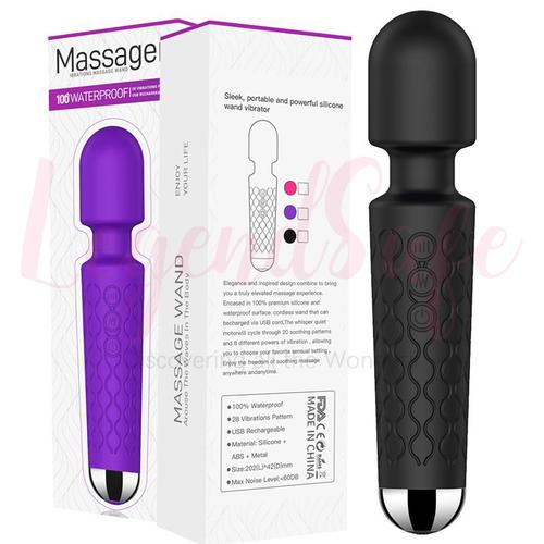 20 Vitesses Magic Av Wand Vibromasseur Pour Femmes Sex Toys Mini Masseur Bâton Pour Relaxation Du Corps Silicone Masturbateur Stimulateur - Noir Avec Boîte,Sex Toy?S Femme Clitoridien