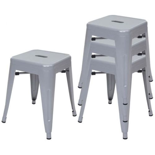 Kosmi - Lot De 4 Petits Tabourets En Métal Blanc