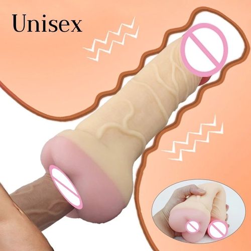 Godes Énormes Réalistes Double Tête Trois Utilisations Retarder L'éjaculation Agrandisseurs De Pénis Réutilisables Masturbateur De Chatte Douce Jouets Sexuels Unisexes - Chair,Sex Toy?S Femme Clitoridien