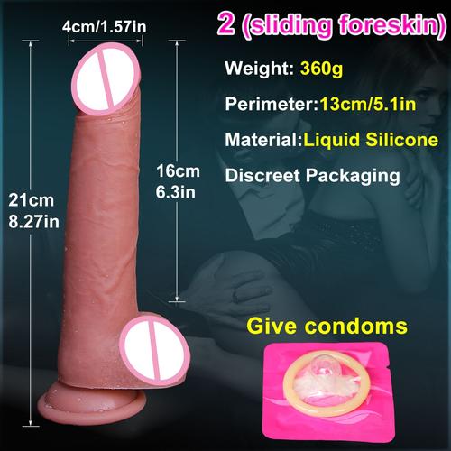 Soft Real Skin Feel Gland Prépuce Glissant Gode Ventouse Dick Gay Masturbateurs Double Pénis Anal Plug Sex Toy Pour Hommes Femmes - 2,Sex Toy?S Femme Clitoridien