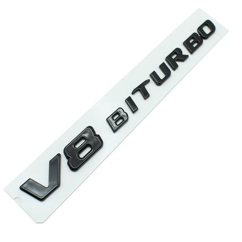 Pour Mercedes V8 Biturbo Monogramme Twin Turbo Logo Arrière Fender Side Marker Car Label (Noir)