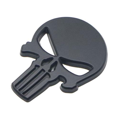 Punisher Car Logo Skull Car Sticker Metal Modified Body Sticker Car Personality Decoration Sticker Side Marker Tail Tag (Noir)