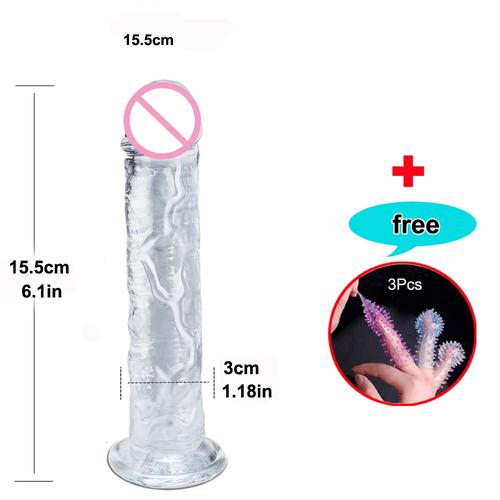 Gode Réaliste Pour Femme, Gode Transparent En Silicone Pour Débutant Avec Ventouse Puissante, Jeu Mains Libres Pour Masturbateur Sexuel Adulte Point G - 15,5 Cm,Sex Toy?S Femme Clitoridien